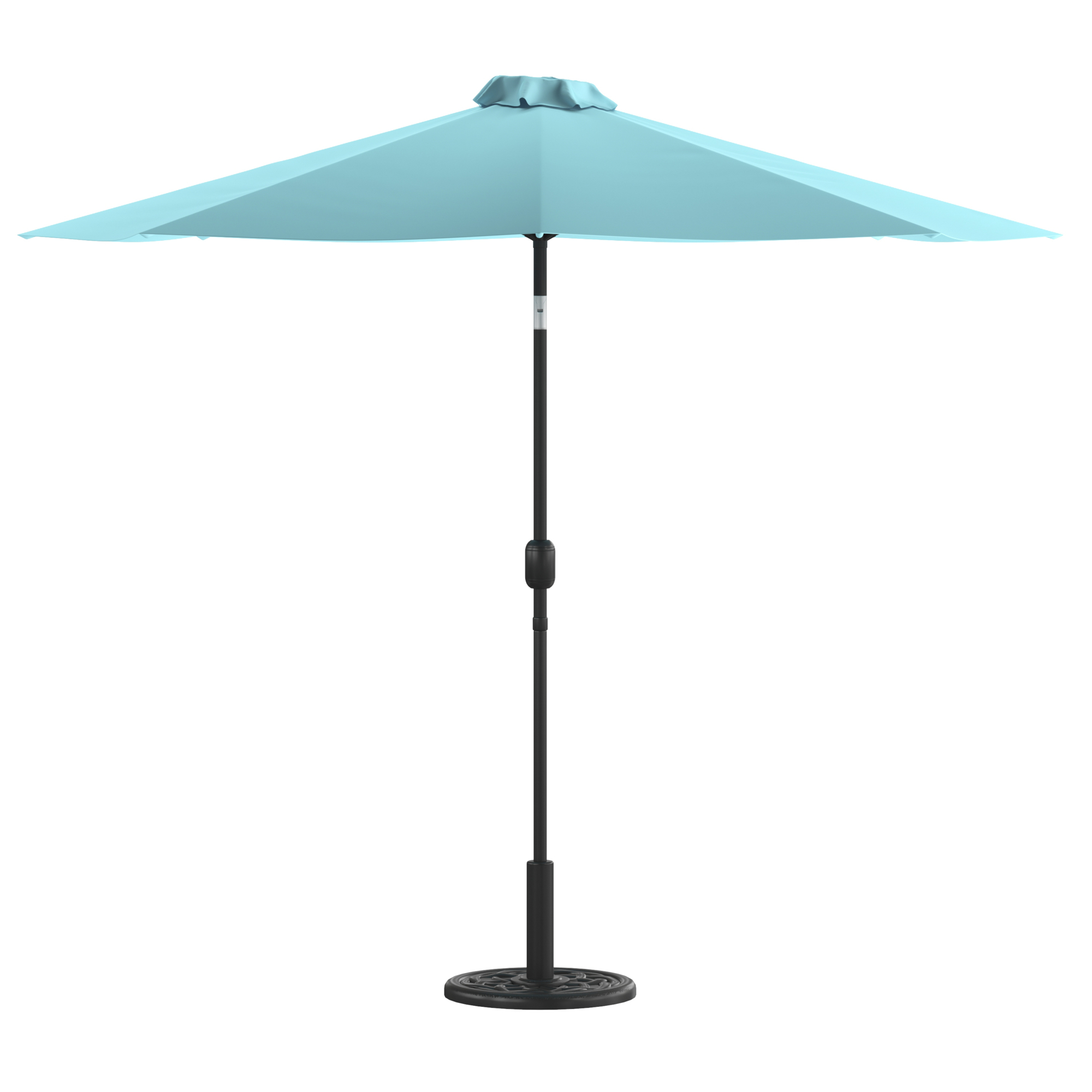 Flash Furniture, Teal 9ft. Umbrella and Black Cement Base, 2 PC Set, Canopy Diameter 9 ft, Shape Octagon, Model# GM402003UB19BTL